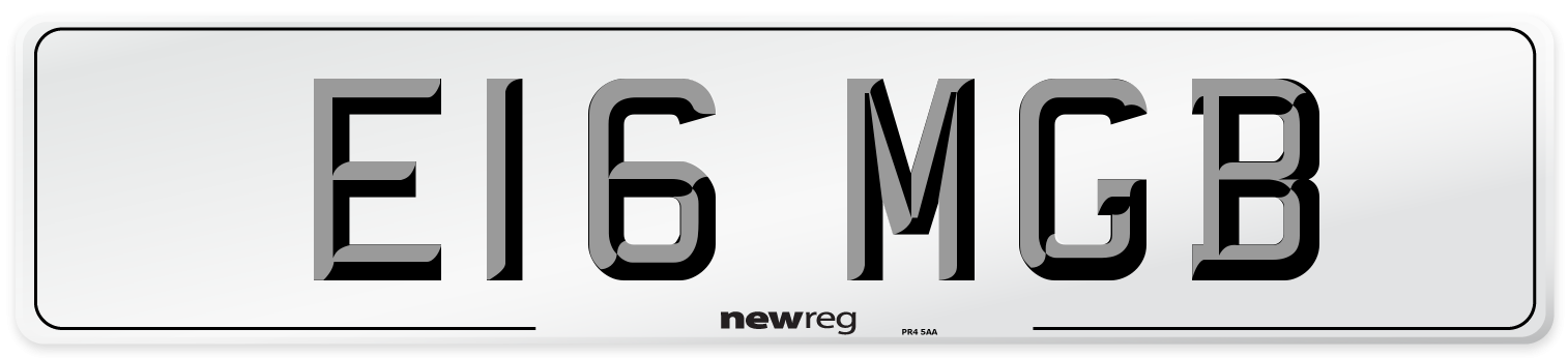 E16 MGB Number Plate from New Reg